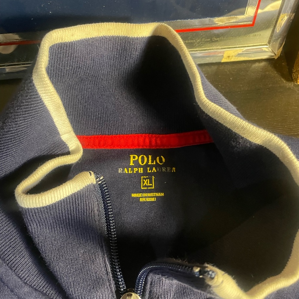 Polo by Ralph Lauren Navy Zip-Up Track Jacket with White Trim - Picture 2 of 4